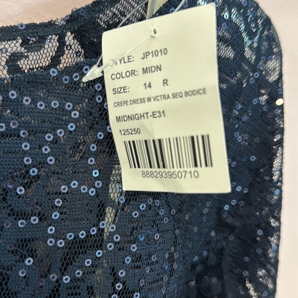 NEW Jenny Packham size 14 Bridesmaid Sequin Top Gown Navy Blue Midnight - Picture 4 of 7